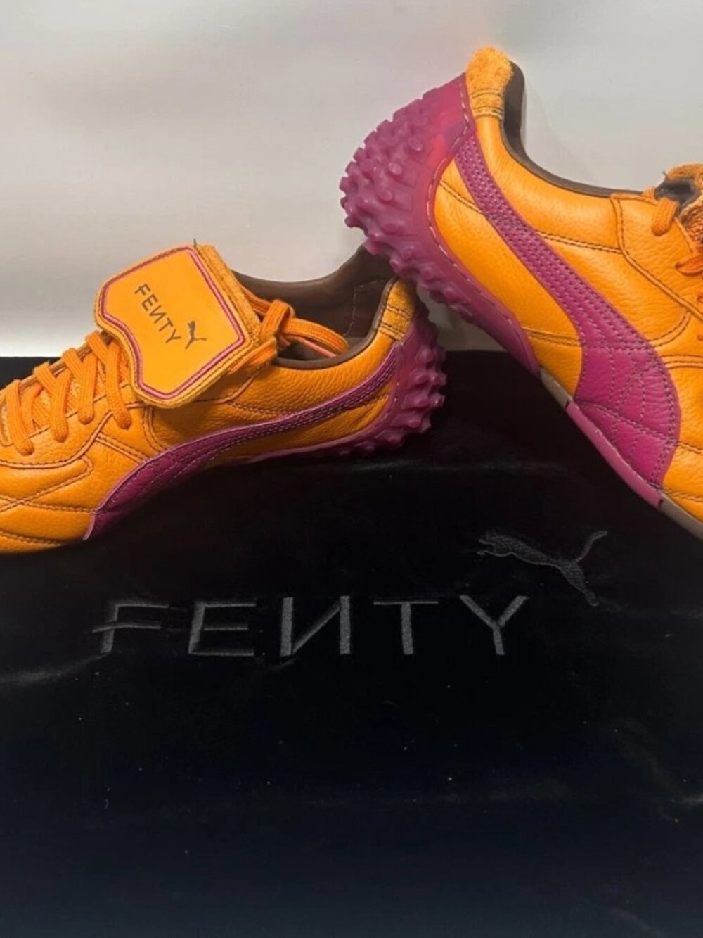 Rihanna Fenty Puma Lux Leather Shoe Autumn Pumpkin/Fuschia Pink size 6-7.5us NEW